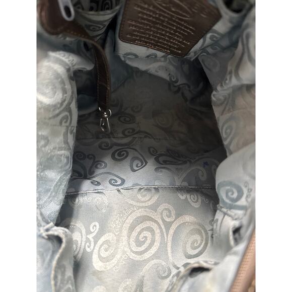 Brighton Cher Hobo Shoulder Bag Patent Leather Croc Embossed Olive Green Bronze - Picture 9 of 9